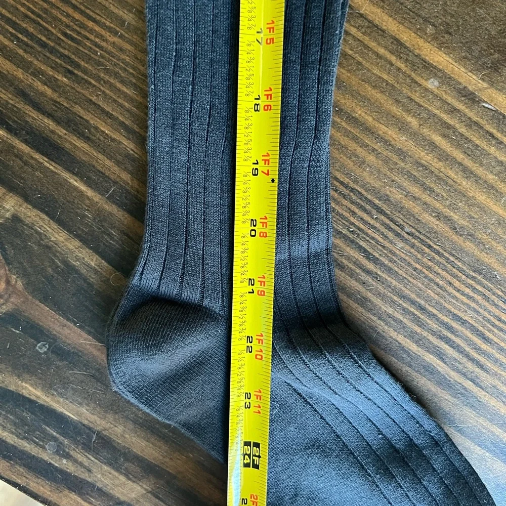 Gray Ribbed Thigh-High Socks - Picture 3 of 3